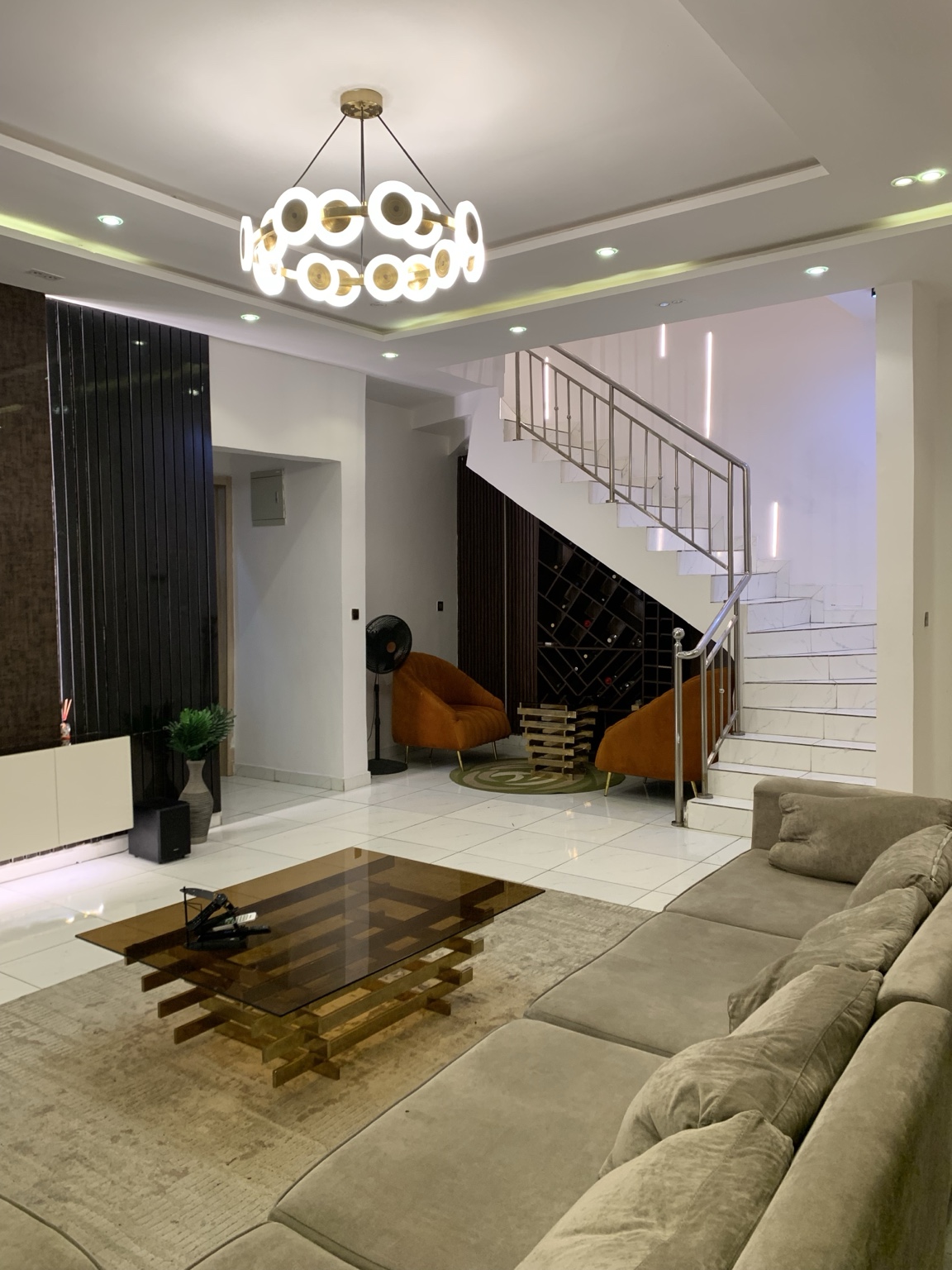 Nins Luxe luxury apartment living room in Lagos